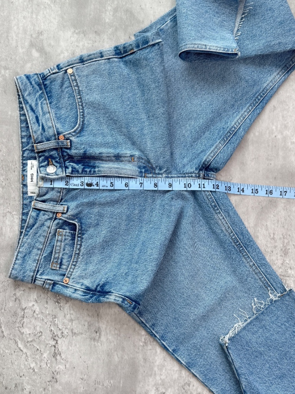 Mango MNG Irene High Rise Straight Ankle Jeans Womens Size 4 Medium Blue Raw Hem - Picture 9 of 15